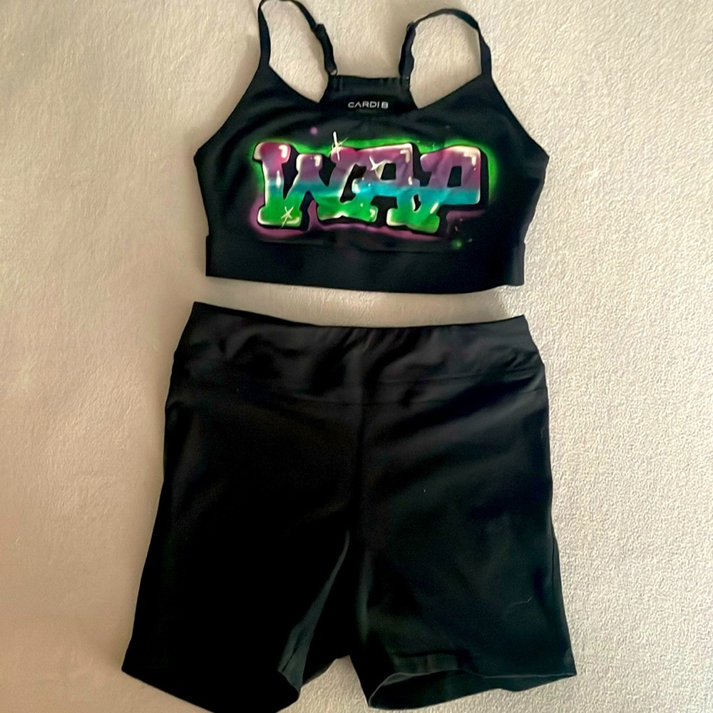 Cardi B WAP bra and biker shorts set